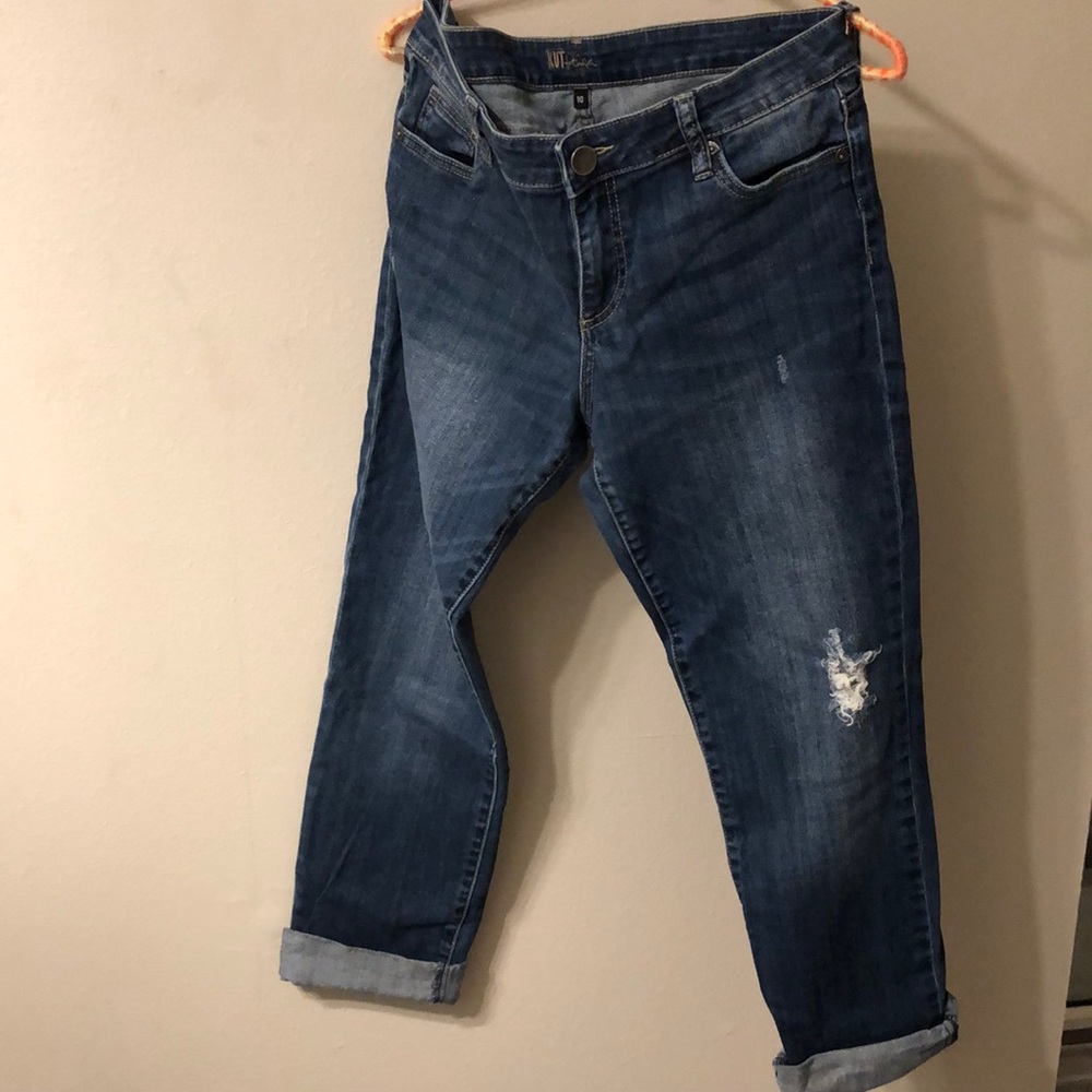 Kut - Distressed Boyfriend Cut Jean Capris